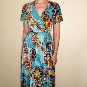 Mlle Gabrielle Turqoise Midi Dress Size Small